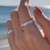 Bague argent ouvert ajustable concave martele