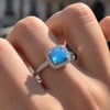 Bague femme argent rhodie opale pavage zirconium
