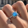 Bague femme argent rhodie opale pavage zirconium
