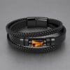 Bracelet homme en cuir multicordon avec pierre naturelle œil de tigre