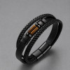 Bracelet homme en cuir multicordon avec pierre naturelle œil de tigre