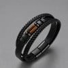 Bracelet homme en cuir multicordon avec pierre naturelle œil de tigre