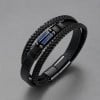B Bracelet homme en cuir multicordon avec pierre naturelle œil de tigre