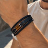 M Bracelet homme en cuir multicordon avec pierre naturelle œil de tigre