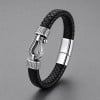 M Bracelet homme en cuir tressé avec manille marine en acier inoxydable