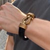 Bracelet homme en cuir tressé avec manille marine en acier inoxydable