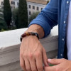 Bracelet homme cuir tresse multi rubans fermoir acier