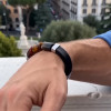 Bracelet homme cuir tresse multi rubans fermoir acier