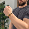 Bracelet homme cuir noir tresse fermoir acier aimante