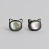 Clous d’oreilles tête de chat en argent 925 et nacre abalone