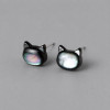 Clous d’oreilles tête de chat en argent 925 et nacre abalone