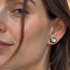 Clous d’oreilles tête de chat en argent 925 et nacre abalone