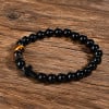 Bracelet élastique onyx et œil de tigre avec croix