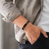 Bracelet gourmette homme personnalisable en acier inoxydable 316L noir