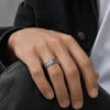 Bague Acier 316L Relief Moderne | Personnalisable Homme Femme