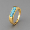 V Bague chevalière personnalisable acier inoxydable 316L avec pierre turquoise
