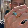 Bague chevalière personnalisable acier inoxydable 316L avec pierre turquoise
