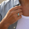 Bague chevalière personnalisable acier inoxydable 316L avec pierre turquoise