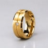 M Bague personnalisee acier brosse rainure zirconium homme femme