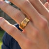 M Bague personnalisee acier brosse rainure zirconium homme femme