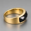 Bague chevalière personnalisable en acier inoxydable 316L plaqué or avec onyx noir