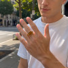Bague chevalière en acier inoxydable 316L plaqué or avec pierre œil de tigre