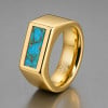 D Bague chevalière en carbure de tungstène plaqué or avec turquoise