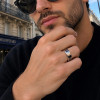 Bague alliance tungstene brossé zirconium