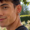 Boucles d'oreilles créoles en acier inoxydable 316L nœud celtique et turquoise