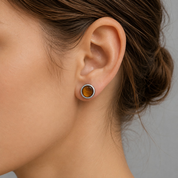 Clous d'oreilles en acier inoxydable 316L avec runes vikings et œil de tigre