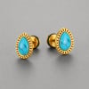Clous d'oreilles en acier inoxydable 316L goutte d'eau avec turquoise