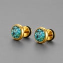 Boucles d'oreilles clous en acier inoxydable 316L avec turquoise – Ø 8 mm