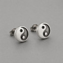 Boucles d'oreilles clous Yin Yang en argent 925 oxydé – Ø 8 mm