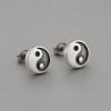 Boucles d'oreilles clous Yin Yang en argent 925 oxydé – Ø 8 mm