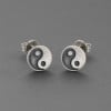 Boucles d'oreilles clous Yin Yang en argent 925 oxydé – Ø 8 mm