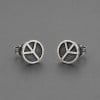 Boucles d'oreilles clous symbole Paix en argent 925 oxydé – Ø 8 mm