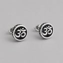 Boucles d'Oreilles Clous en Argent 925 Symbole Om