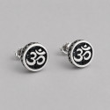 Boucles d'oreilles clous argent symbole OM homme femme