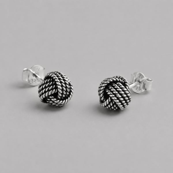 Boucles d'oreilles homme clou argent noeud celtique marin