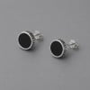 Boucles d'oreilles clous argent grecque resine noire homme femme