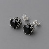 Boucles d'oreilles clous Argent homme couronne zirconium noir - paire