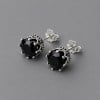 Boucles d'oreilles clous Argent homme couronne zirconium noir - paire