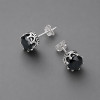Boucles d'oreilles clous Argent homme couronne zirconium noir - paire