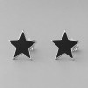 Boucles d'oreilles clous argent pentacle punk star resine noire homme femme - paire