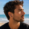 Boucles d'oreilles clous argent pentacle punk star resine noire homme femme - paire