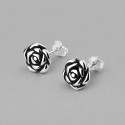925 silver stud earrings with rose flower