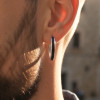 Boucles d'oreille argent creoles résine noire