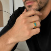 Bague chevalière en carbure de tungstène plaqué or avec turquoise