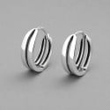 Men's Rhodium Cubes Sterling Silver Hoop Earrings