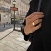 Bague chevalière femme personnalisable en acier inoxydable 316L plaqué or